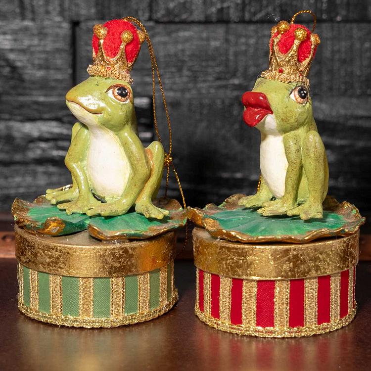 Набор из двух шкатулок Принц и принцесса дисконт Set Of 2 Frogs Prince On Box 13,5 cm discount
